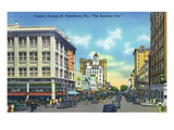 St. Petersburg, Florida - View Down Central Avenue Prints by Lantern Press 