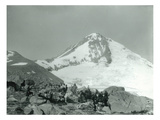 Mt. Hood, Oregon - Hikers with Horses Photograph Print by Lantern Press 
