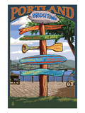 Portland, Oregon Destinations Sign - Powell's Books Poster by Lantern Press 