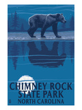 Chimney Rock State Park, NC - Bear at Night Prints by Lantern Press 