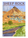 Sheep Rock - John Day Fossil Beds, Oregon Art by Lantern Press 