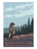 The Adirondacks, New York State - Hiking Scene Print by Lantern Press 