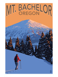 Mt. Bachelor and Skier - Oregon Posters by Lantern Press 