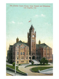 Los Angeles, California - Exterior View of County Court House from Temple and Broadway Prints by Lantern Press 