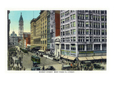 Philadelphia, Pennsylvania - Market Street West from 11th Street Posters by Lantern Press 