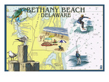 Bethany Beach, Delaware - Nautical Chart Posters by Lantern Press 