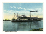 Kansas City, Missouri - View of a Steamer on the Missouri River Prints by Lantern Press 