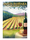 Santa Barbara, California - Vineyard Scene Posters by Lantern Press 