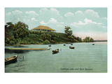Saratoga Springs, New York - View of Saratoga Lake and Park Pavilion Posters by Lantern Press 