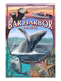 Bar Harbor, Maine - Wildlife Montage Posters by Lantern Press 