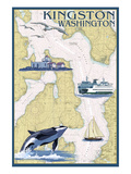 Kingston, Washington - Nautical Chart Posters by Lantern Press 