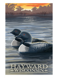 Hayward, Wisconsin - Loons Posters par Lantern Press 