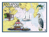 Annapolis, Maryland - Nautical Chart Prints by Lantern Press 