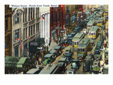 Kansas City, Missouri - General Northern View Up Walnut Street from Tenth Street Poster by Lantern Press 