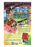 More Ammunition Storiette, Woman in Cabin Shooting Gun Prints by Lantern Press 