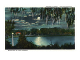 Orlando, Florida - Moonlit Lake Cherokee Scene Print by Lantern Press 