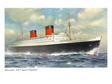View of Cunard Ocean Liner Queen Elizabeth Posters by Lantern Press 