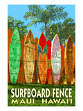 Maui, Hawaii - Surfboard Fence Print by Lantern Press 