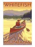 Whitefish, Montana - Canoe Scene Affiches par Lantern Press 