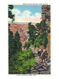 Grand Canyon Nat'l Park, Arizona - Men on Burros on the Bright Angel Trail Posters par Lantern Press 