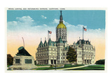 Hartford, Connecticut - Capitol Building and Petersburg Express Train Monument Prints by Lantern Press 