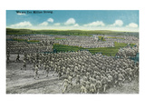 Camp Life - Aerial View of Soldiers in Formation Marching Print by Lantern Press 