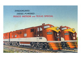 Texas - View of the Frisco Meteor and Texas Special Trains Affiches par Lantern Press 
