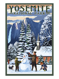 Yosemite Chapel and Snowman - Yosemite National Park, California Affiches par Lantern Press 