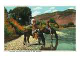 New Mexico - Apache Natives on Horseback Stop for Water at Rio Navajo Print by Lantern Press 
