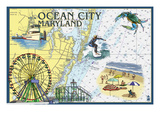 Ocean City, Maryland - Nautical Chart Affiches par Lantern Press 