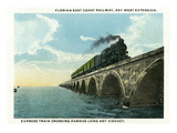 Key West, Florida - Long Key Viaduct Train Crossing Scene Posters by Lantern Press 