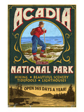 Acadia National Park - Vintage Hiker Sign Prints by Lantern Press 