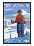 Snowshoe, West Virginia - Skier Admiring View Prints by Lantern Press 