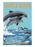 Myrtle Beach, South Carolina - Dolphins Swimming Prints by Lantern Press 