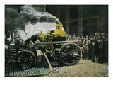New York, New York - Observing a Steam Powered Fire Engine Posters by Lantern Press 