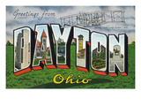 Dayton, Ohio - Large Letter Scenes, Wright Bros. Plane Print by Lantern Press 