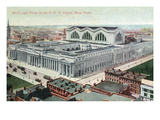 New York City, New York - Aerial View of Pennsylvania Railroad Depot Print by Lantern Press 
