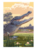 Alligator and Baby Prints by Lantern Press 
