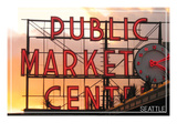 Seattle, Washington - Pike Place Market Sunset Posters by Lantern Press 