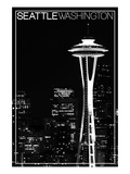 Seattle, Washington - Space Needle and Skyline at Night Prints by Lantern Press 
