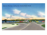 Daytona Beach, Florida - Eastern View from Seabreeze Causeway Print by Lantern Press 