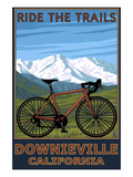Downieville, California - Bicycle and Mountains Posters by Lantern Press 