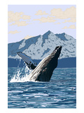 Humpback Whale - Mountains Print by Lantern Press 