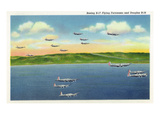US Army - Boeing B-17 Flying Fortresses, Douglas B-18s in Flight Art by Lantern Press 