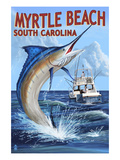 Myrtle Beach, South Carolina - Marlin Fishing Scene Posters by Lantern Press 