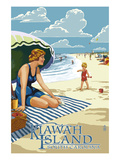 Woman on Beach - Kiawah Island, South Carolina Prints by Lantern Press 