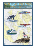 San Juan Islands, Washington - Nautical Chart Affiches par Lantern Press 