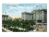 San Diego, California - Plaza Park View of US Grant Hotel Posters by Lantern Press 