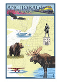 Anchorage, Alaska - Nautical Chart Posters by Lantern Press 