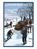 Amish Gathering Firewood Winter Scene Láminas por Lantern Press Amish Gathering Firewood Winter Scene Láminas por Lantern Press